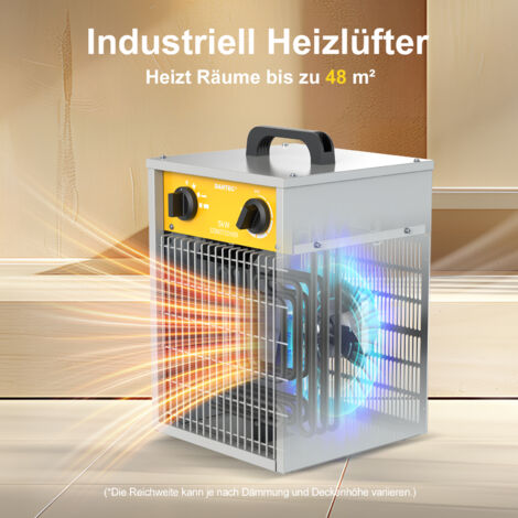 Industrie-Elektroheizer 5000W - Tragbarer Gebläseheizer, ideal für Baustelle & Garage, Überhitzungsschutz - DAHTEC