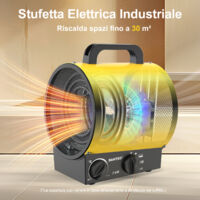 DAHTEC Riscaldatore industriale portatile 3000W GIALLO - Termoventilatore con maniglia, termostato e protezione dal surriscaldamento - Per garage, cantiere e casa