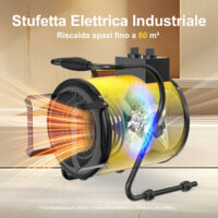 Termoventilatore professionale da 9 kW - Riscaldatore industriale con termostato e angolo regolabile per cantieri - DAHTEC