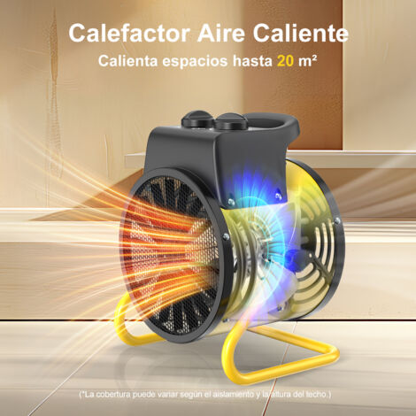 Calefactor de ventilador 2000W - Radiador eléctrico compacto, ideal para el hogar, taller y obras - DAHTEC