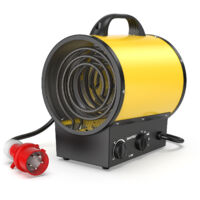 DAHTEC Portable Industrial Heater 5000W YELLOW - Fan Heater with Handle, Thermostat & Overheat Protection - For Construction Site, Home & Garage