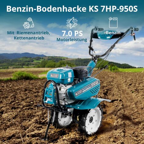 Motoculteur à Essence Könner & Söhnen 7CV - 108cm Largeur Travail - 2 Vitesses Avant + Marche Arrière - Fraises Forgies