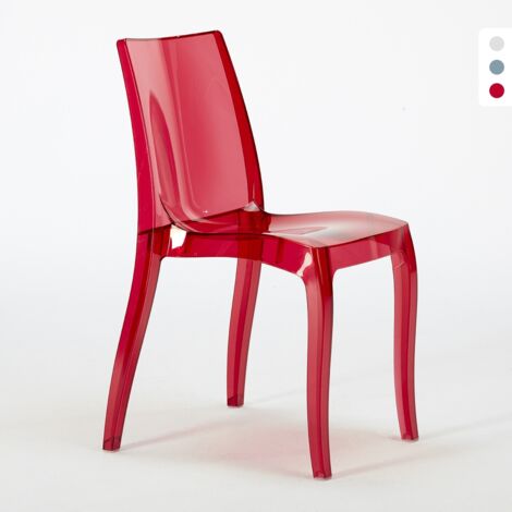 Cristal Light Grand Soleil Design stapelbare Stühle aus transparentem Polycarbonat für Küche und Bar - Transparent Rot