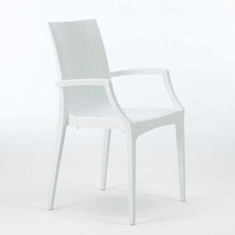 Bistrot Arm Grand Soleil Stühle mit Armlehnen Poly Rattan Bar Garten - Weiß