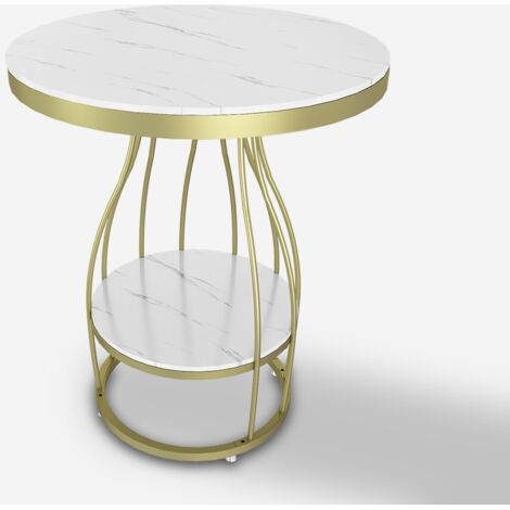 Runder Couchtisch 50x63cm goldschwarzes Metall und Marmor Neep XL - Gold (1/2)