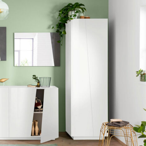 Hochglanzweißer moderner Mehrzweckgarderobe mit 2 Türen und 6 FächernVega Space (1/5)