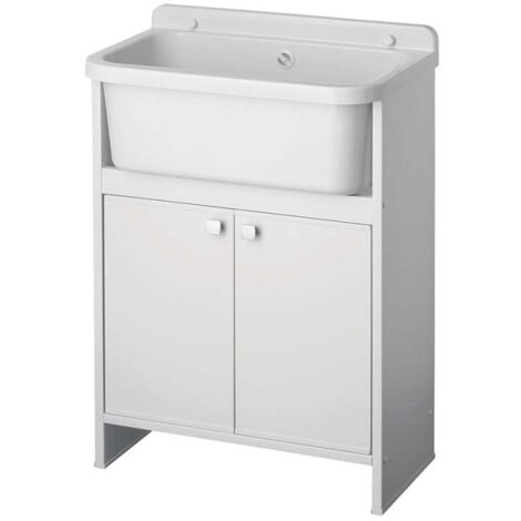 Platzsparende Waschtischeinheit aus PVC Weiss 55x35 cm mod. Adele