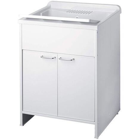 Waschbecken mit Schrank aus PVC Weiss 60x50 cm mod. Garden