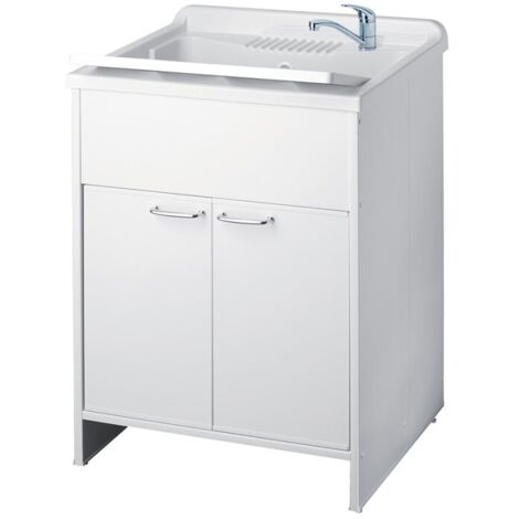 Waschbecken mit Schrank aus PVC Weiss 60x60 cm mod. Garden