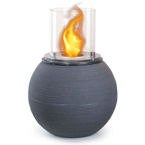 Bioethanol-Kamin, Garten-Kohlenbecken für drinnen und draußen, BOTTICELLI, graues Gusseisen, D. 40 x H. 54