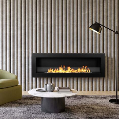 Eingebauter Bioethanol-Wandkamin 120x40 LIVORNO 120 Schwarz