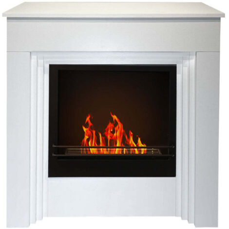 Divina Fire - BELLINI Boden-Bioethanolkamin aus weißem Holz, hergestellt in Italien, L96 x T35 x H96