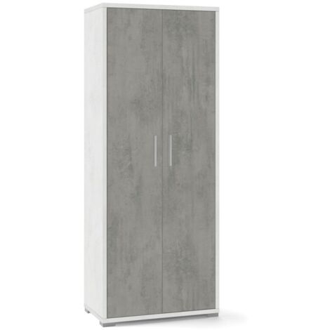 Mehrzweckschrank mit zwei Türen Weißer Zement 71x41x H182 cm