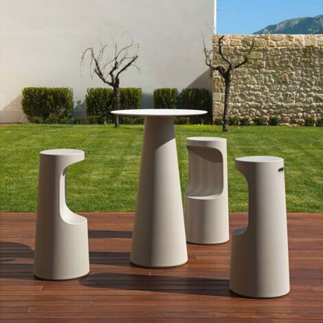 Hoher runder Stehtisch für Barhocker Durchmesser 60cm modernes Design Fura T1-H - Beige (1/5)
