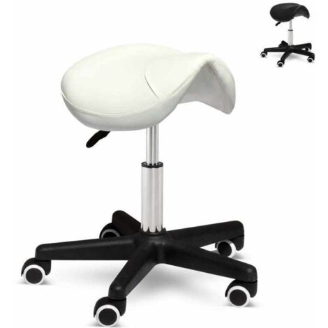 Rollhocker Arbeitshocker Bürostuhl Sattelhocker Schönheitssalon Professional | Farbe: Weiß