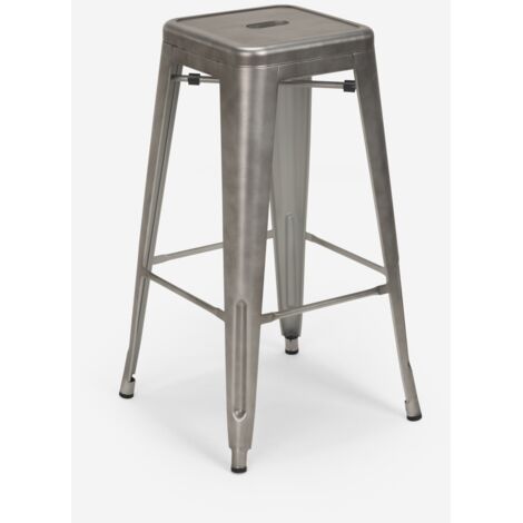barhocker hocker aus metall im industriedesign 78cm steel stale - Silver (1/5)