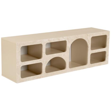 TV-Möbel mit 7 Fächern - Marmor-Optik Beige - LUELA (1/5)