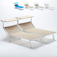 2 Sonnenliegen aus Aluminium Professionell Groß Extralarge Grande Italia - Beige