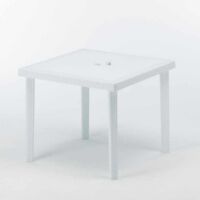 Grand Soleil Boheme Quadratischer Poly-Rattan-Garten-Bartisch 90x90 - Weiß