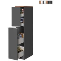 Apothekerschrank mit 2 Gewürzschubladen für moderne Küche 30x60x164,5 Trym - Grau - Eiche