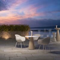 Runder Outdoor-Tisch für Bar und Restaurant, modernes Design Fade T1-R - Dunkel Grau