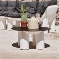 Runder niedriger Gartentisch für außen Terrasse Design Atene T1 - Schwarz