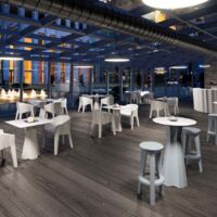 Hoher Tisch für Barhocker 100cm rund quadratisches Design Frozen T1-H - Grau