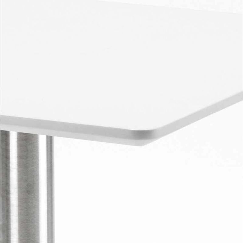 Mesa De Bar Cuadrada 70x70 Cm - Base Central De Metal Y Tablero Laminado, Para Interior O Exterior Cubierto