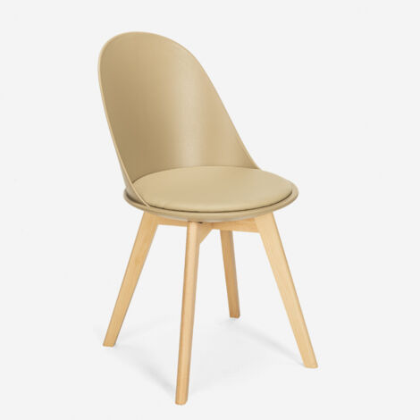 Silla de diseño escandinavo de madera con cojín cocina comedor Bib Nordica - Gris (1/5)