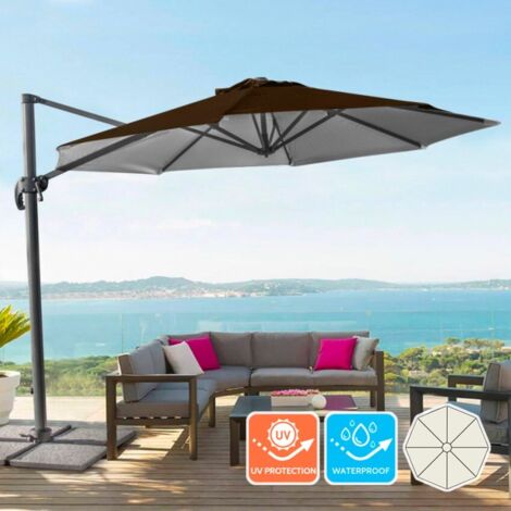 Sombrilla de aluminio para jardín y terraza Parasol 3x3m Paradise Brown