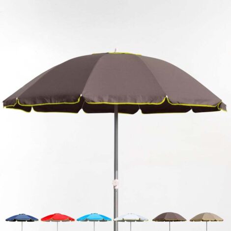 Sombrilla de playa 220 cm aluminio a prueba de viento protección uv profesional Bagnino Fluo - Marrón