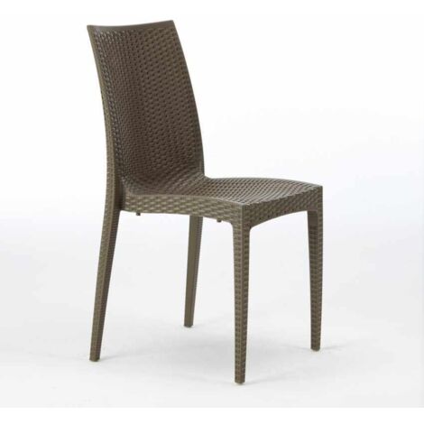 Silla de comedor en ratán apilable Bistrot Grand Soleil - Marrón