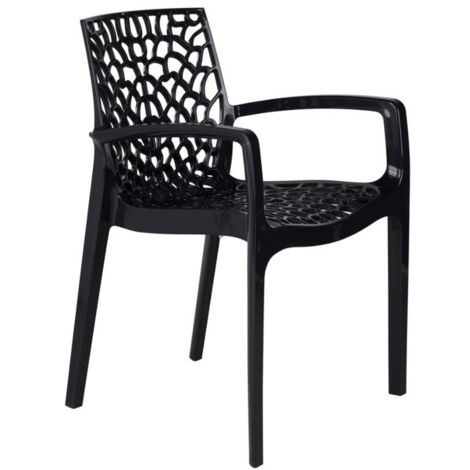 Silla de comedor polipropileno para cocina y bar Grand Soleil Gruvyer Arm - Negro