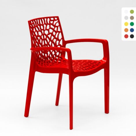 Silla de comedor polipropileno para cocina y bar Grand Soleil Gruvyer Arm - Rojo