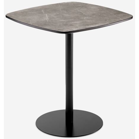 Mesa de comedor de 70x70cm para restaurante y cocina efecto mármol color negro Mikee+ (1/5)