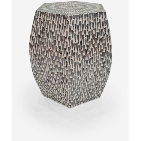 Mesa hexagonal moderna de diseño con incrustaciones de nácar Tari (1/4)