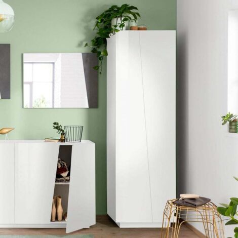 Armario multiusos de diseño moderno, blanco y brillante con 2 puertas y 6 estantes Vega Space (1/5)