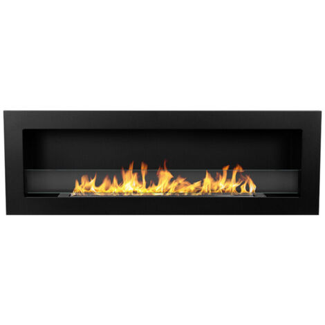 Camino de bioetanol Livorno 120 Negro 120x15x40 cm – para pared o empotrar, elegante y funcional