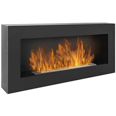 Camino de bioetanol de pared Siena Negro L 90 x P 12 x H 40