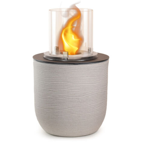 Camino de bioetanol Raffaello Corda Beige diámetro 35×H55 para exterior/interior – Estilo Natural Italiano