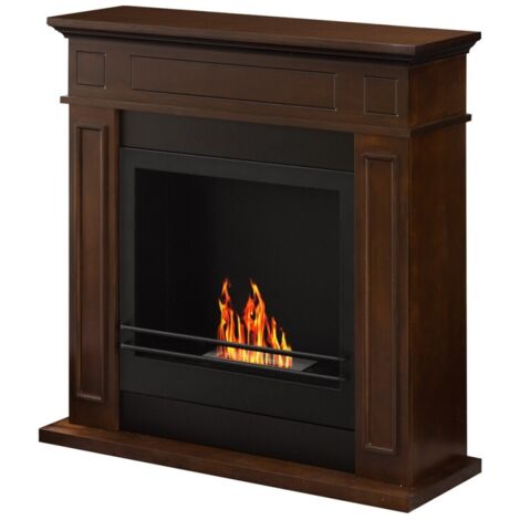 Chimenea de piso de bioetanol para sala de estar biochimenea con marco Jefferson Eco - Marrón (1/5)