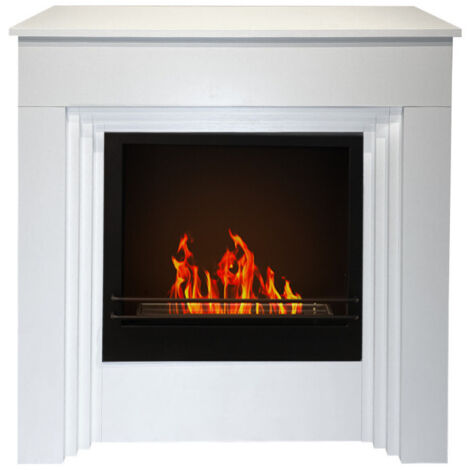 Camino eléctrico Bellini de madera blanca – 96x35x96 cm
