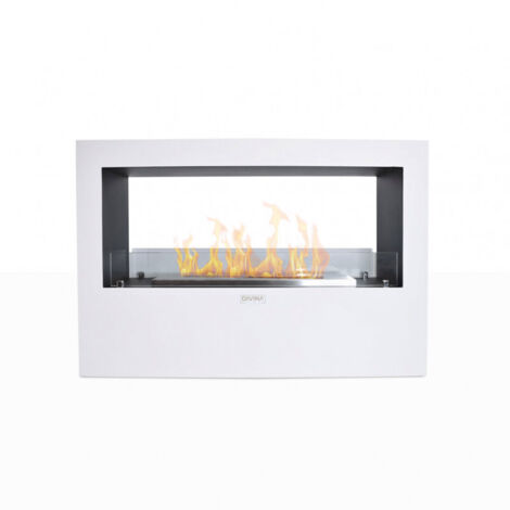 Camino de bioetanol Giotto S Blanco 100X30X70 cm para interior/exterior – Diseño moderno