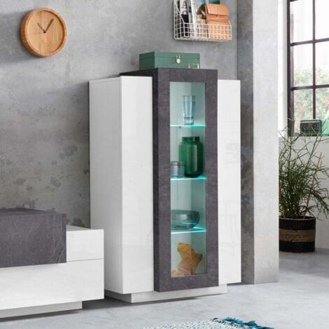 Vitrina diseño para salón pizarra y blanco brillante Corona
