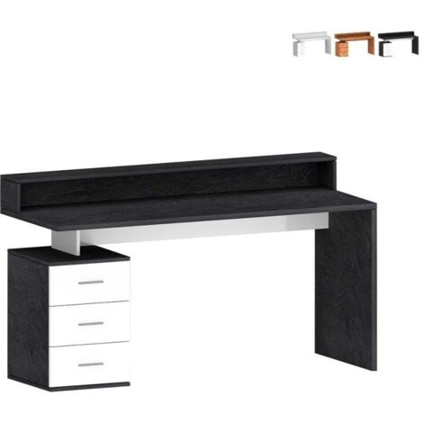 Escritorio de oficina 160x60x90cm 3 cajones  superpuestos Nuevo Selina S Plus - Negro - Blanco (1/5)