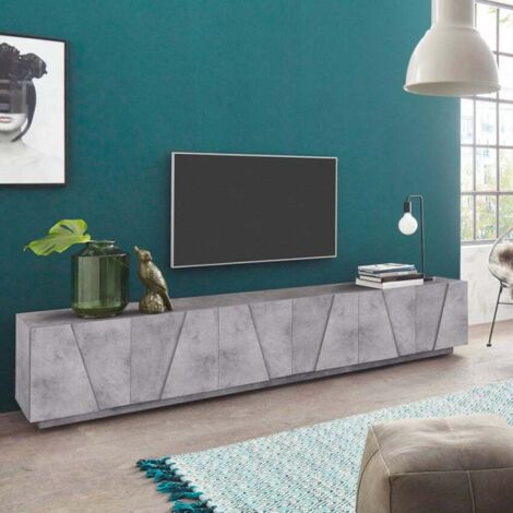 Mueble de TV de 6 puertas y 3 estantes de diseño moderno Ping Low XL Concrete (1/5)