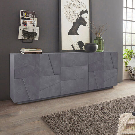 Mueble salón aparador diseño 4 puertas 3 cajones 220 cm pizarra Ping Wide (1/5)