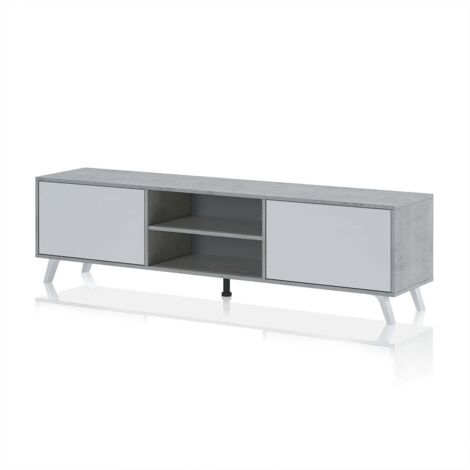 Mueble porta TV moderno de madera acabado cemento y alerce Brixton (1/5)