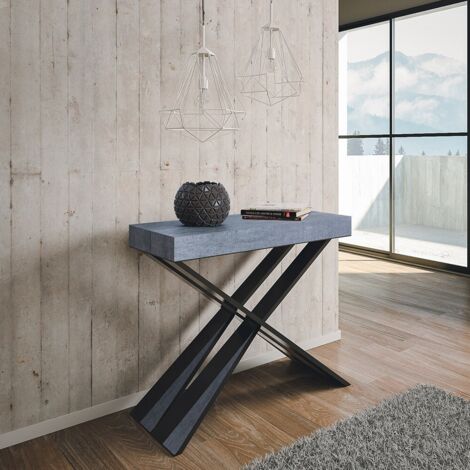 Consola extensible 90x40-196cm mesa gris Diago Small Concrete