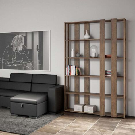 Librería de pared diseño moderno madera 6 estantes salón Kato E Small Wood (1/4)